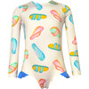 Chanclas Crudo Knot Longsleeve Swimsuit, White - One Pieces - 1 - thumbnail