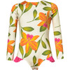 Orquideas Naranja Knot Longsleeve Swimsuit, Orange - One Pieces - 1 - thumbnail