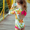 Orquideas Naranja Knot Longsleeve Swimsuit, Orange - One Pieces - 2