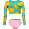 Banano Colombiano Verde Sun Longsleeve Bikini Swimsuit, Green - Two Pieces - 2