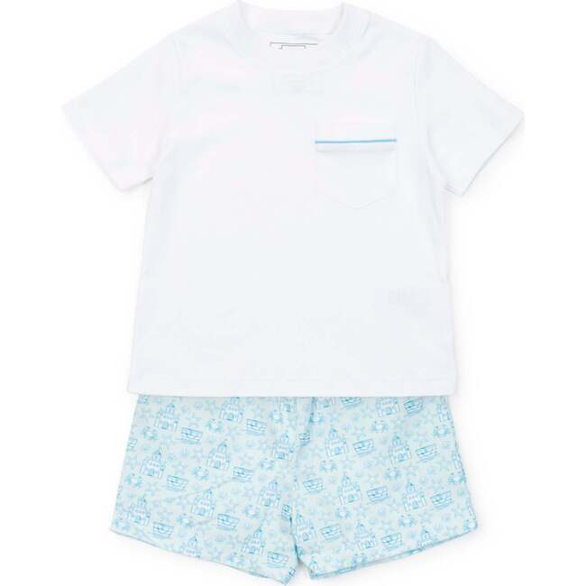 Hudson Boys' Short Set, Sandcastles Blue