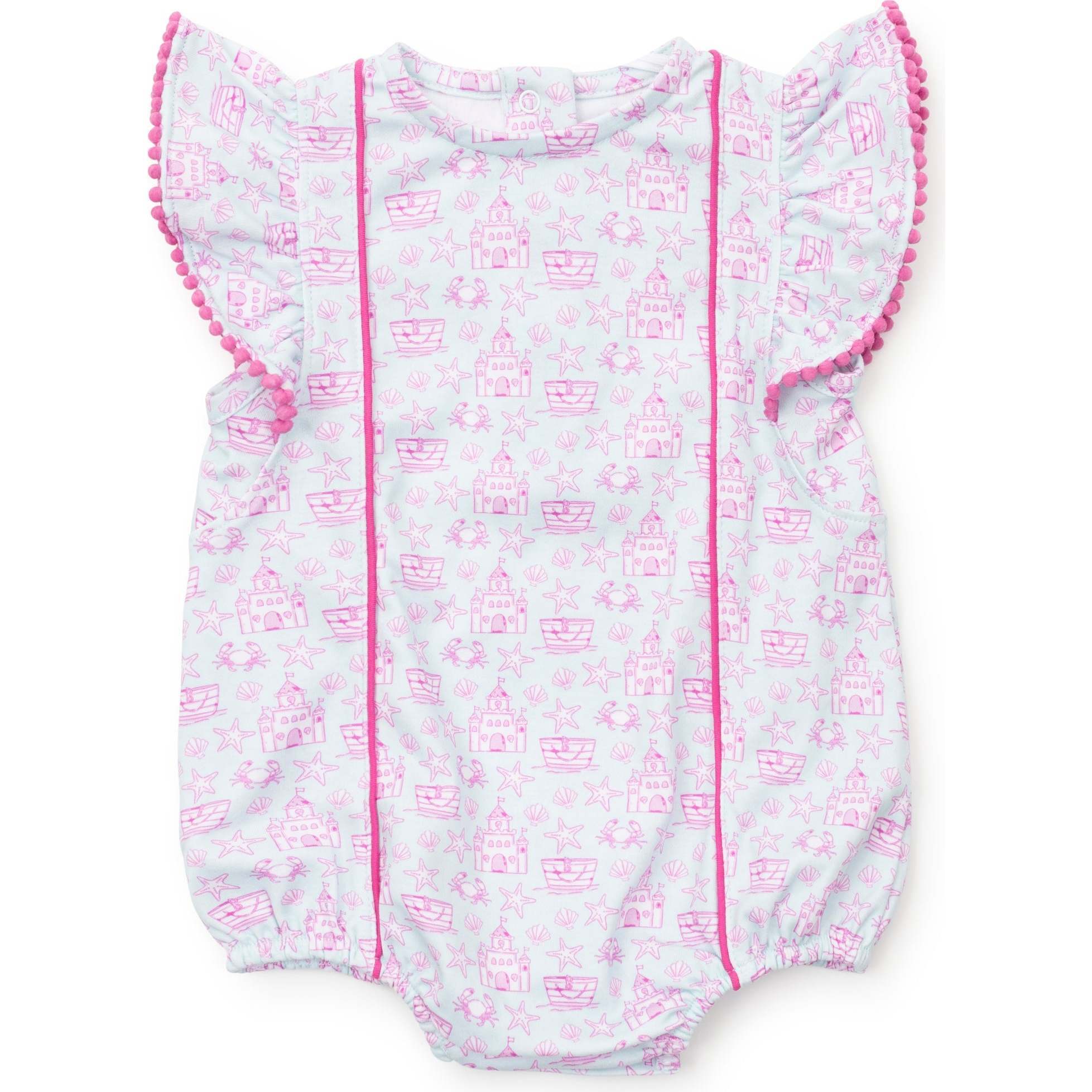 Marion Girls' Pima Cotton Bubble, Sandcastles Pink - Rompers - 1