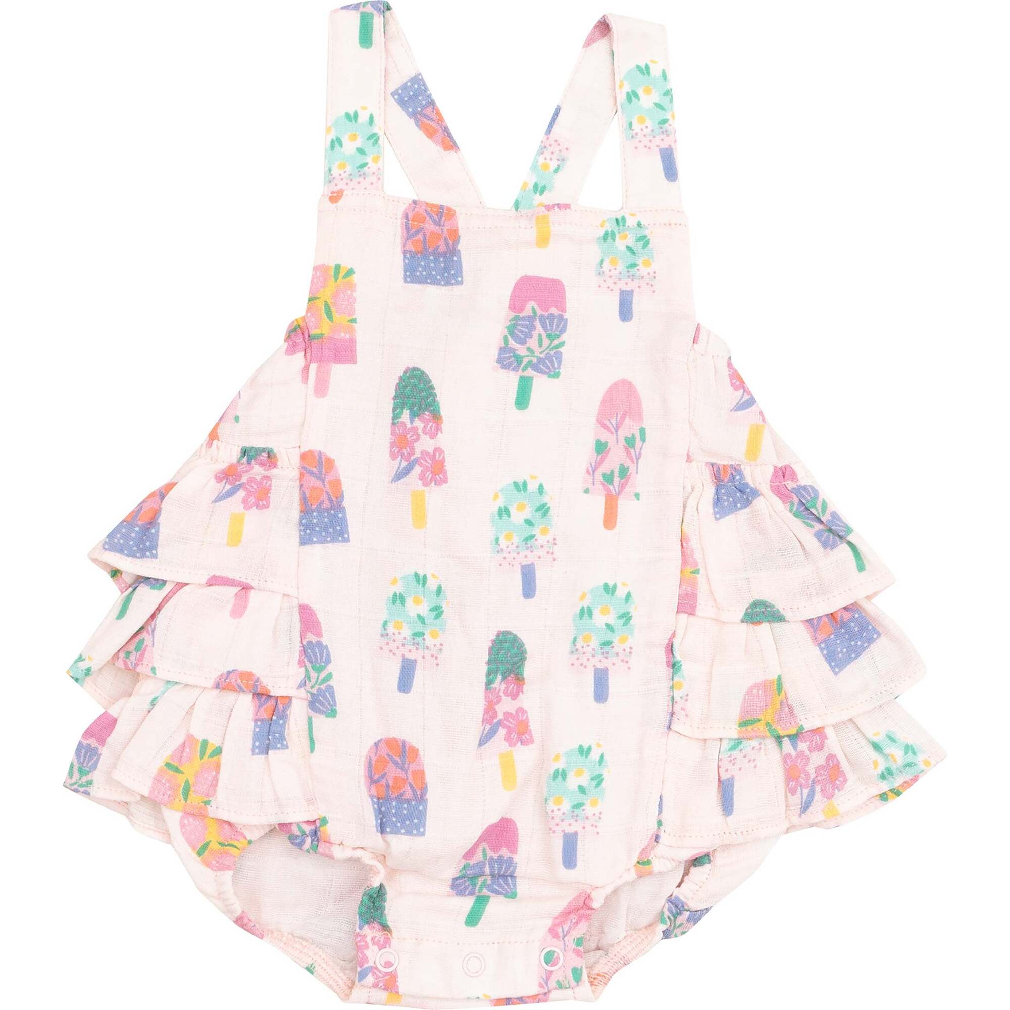 Ruffle Sunsuit, Floral Popsicles - Rompers - 1