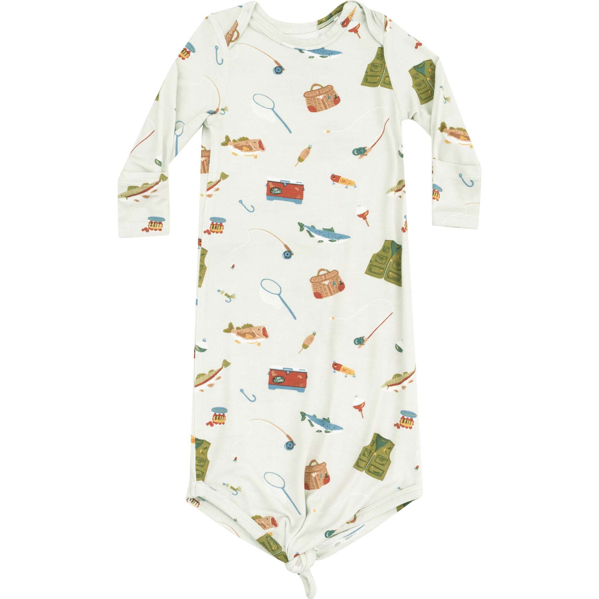 Knotted Gown, Fishing Things Green - Nightgowns - 1