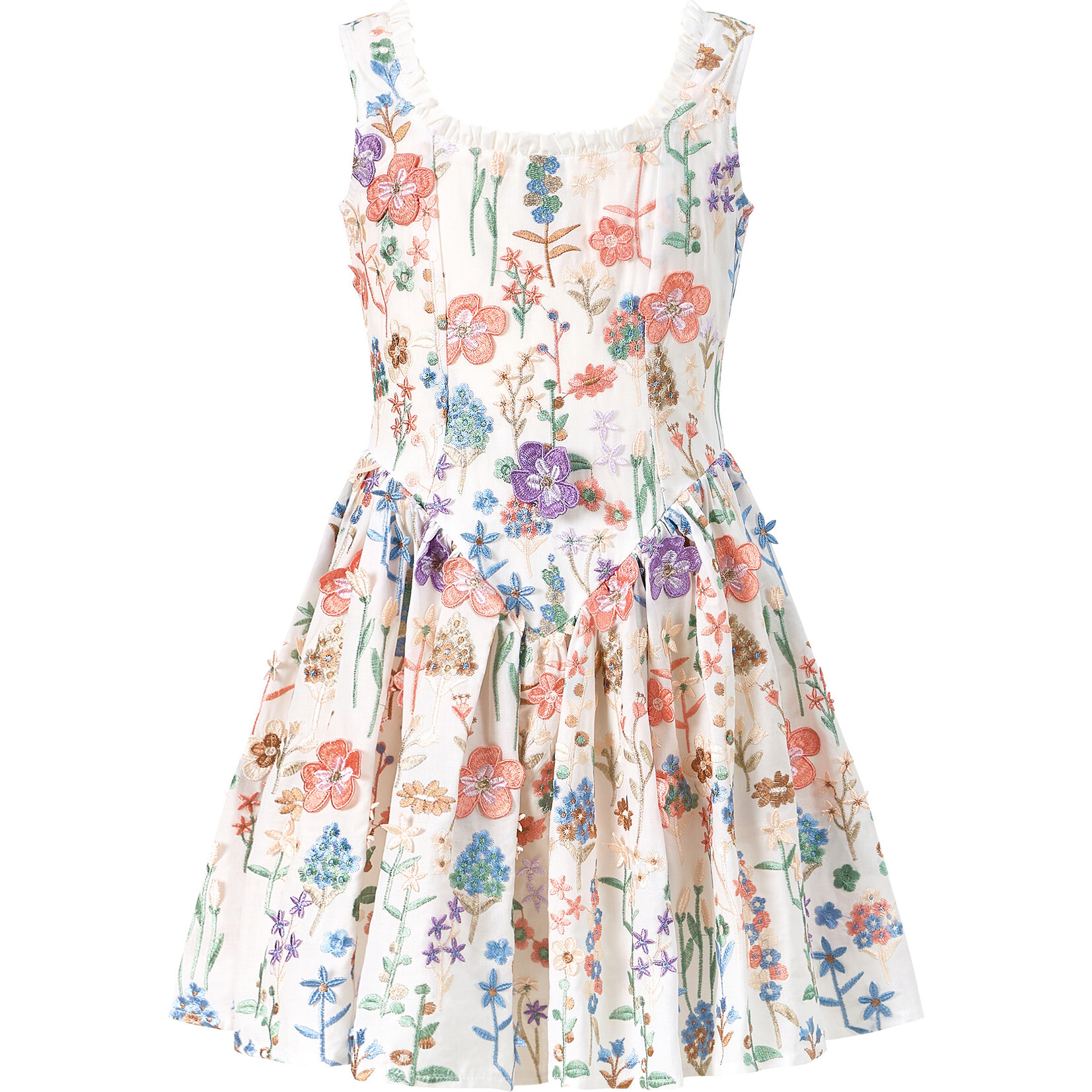 Serena Embroidered Mini Dress, Floral - Dresses - 1