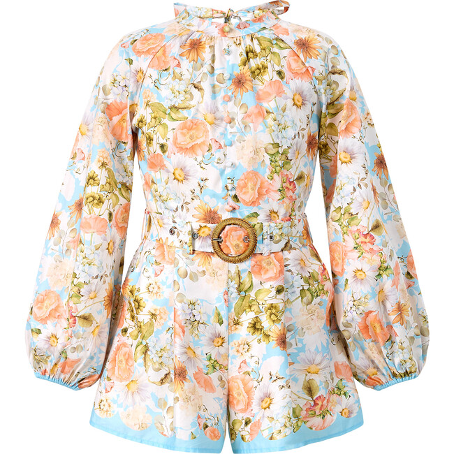 Daphne Long Sleeve Romper, Floral - Rompers - 1