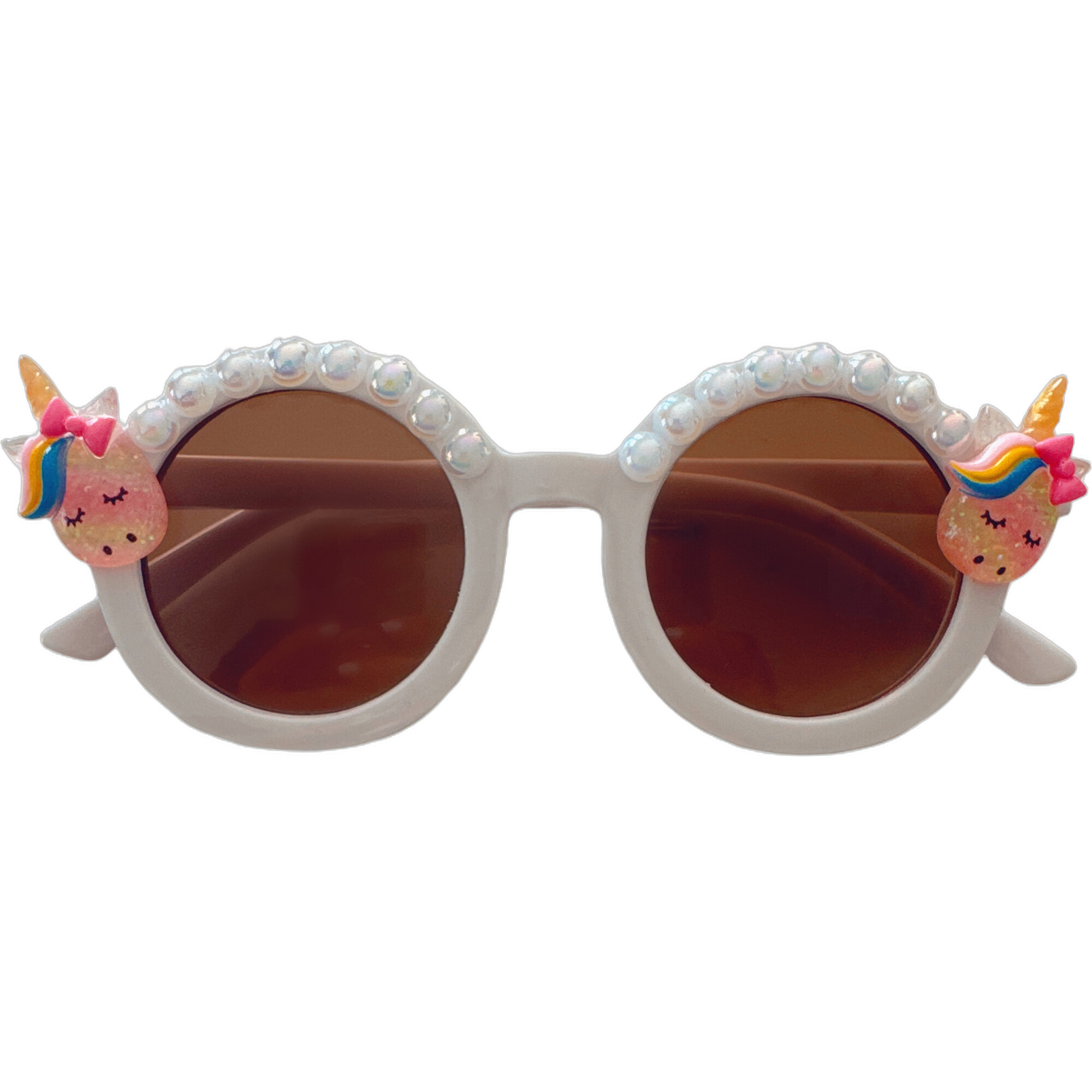 Unicorn Cloud Alina Round Sunnies, White - Sunglasses - 1