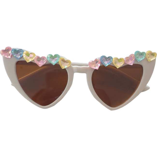 Heart Shine Anna Heart Sunnies, White - Sunglasses - 1