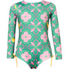 Azulejo Verde Jess Longsleeve Swimsuit, Green - One Pieces - 1 - thumbnail