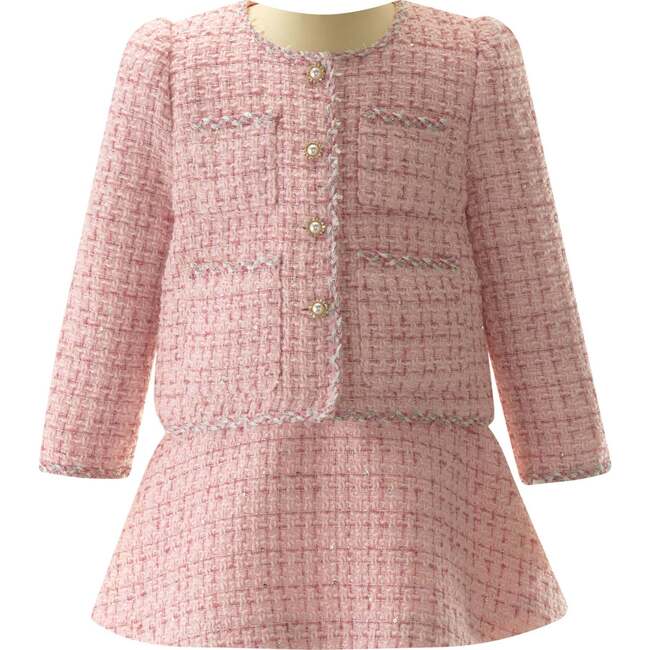 Tweed Jacket and Skirt Set, Pink