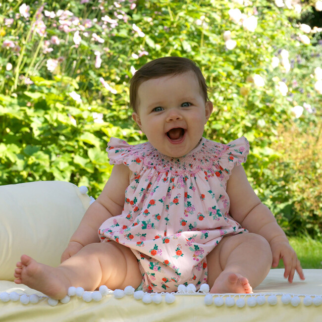 Wild Garden Smocked Bubble, Pink - Rompers - 3