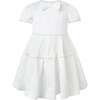 Pearl Tiered Damask Dress, White - Dresses - 1 - thumbnail