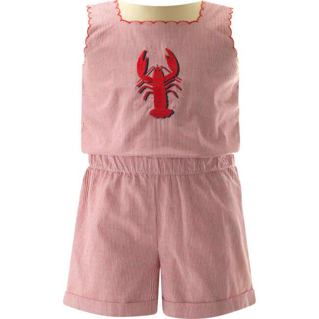 Lobster Embroidered Playsuit, Red