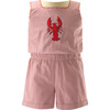 Lobster Embroidered Playsuit, Red - Rompers - 1 - thumbnail