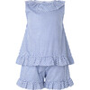 Gingham Frill Top & Short Set, Navy - Mixed Apparel Set - 1 - thumbnail