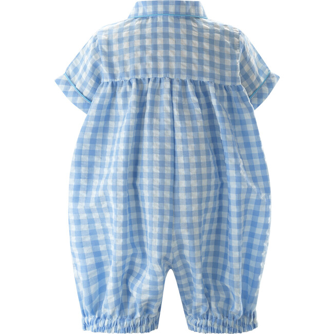 Gingham Babysuit, Blue - Rompers - 2