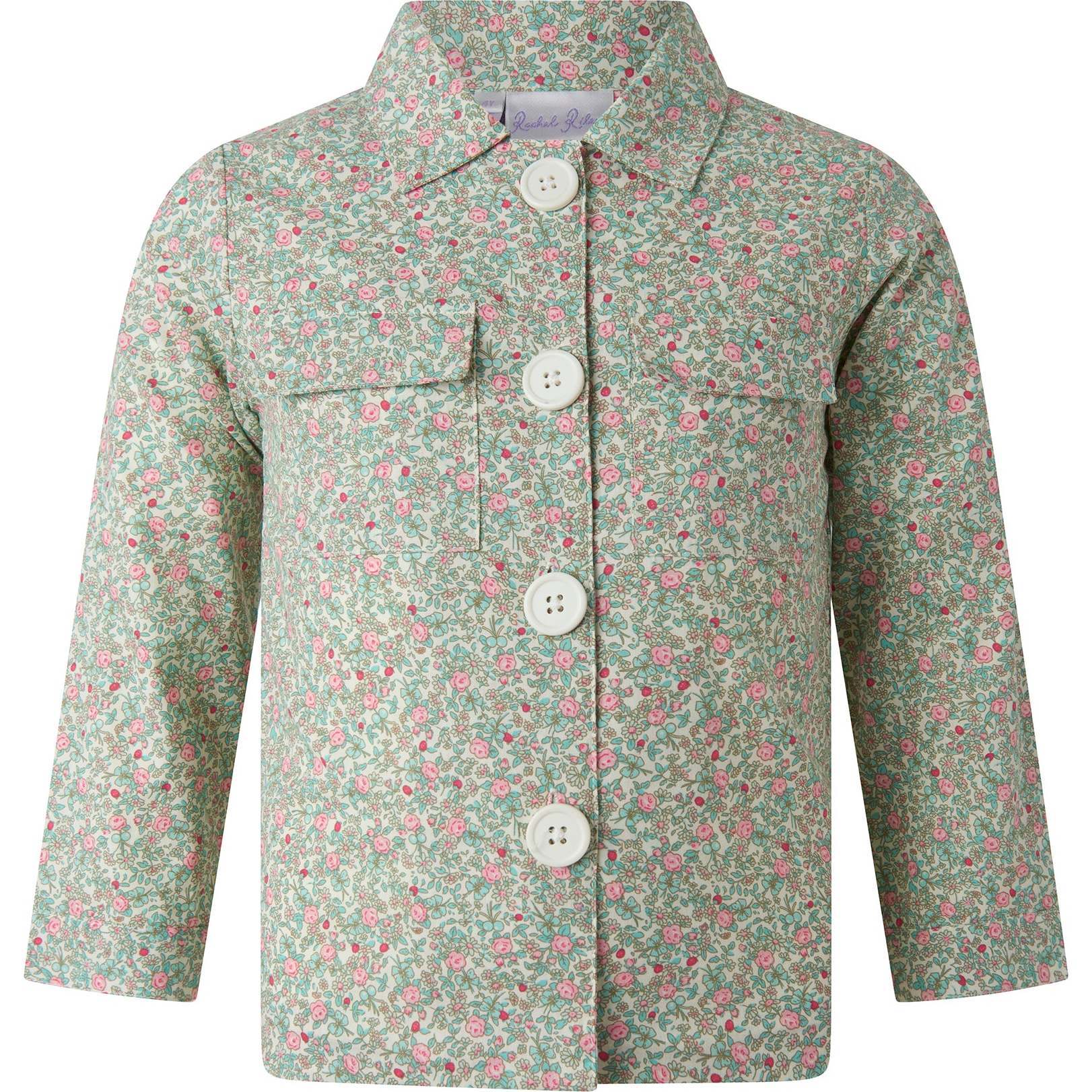 Ditsy Floral Shacket, Green - Jackets - 1