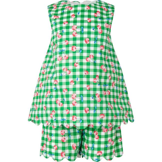 Cherry Check Scalloped Top and Short Set, Green