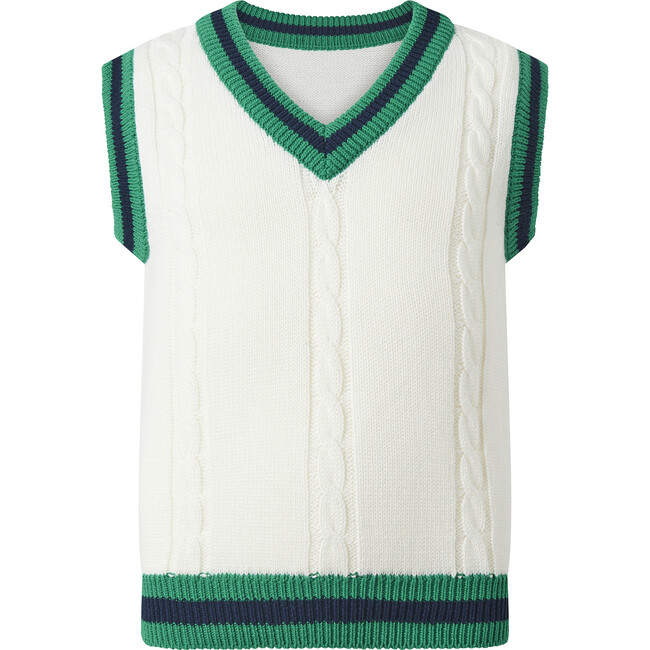 Cable Knit Sweater Vest, White