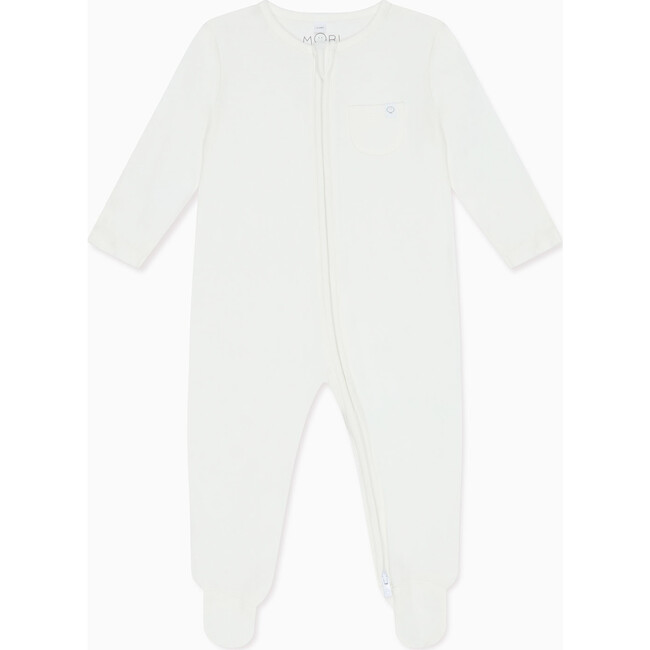 Stripe Two Way Zip-Up Sleepsuit 3 Pack, White - Footie Pajamas - 5