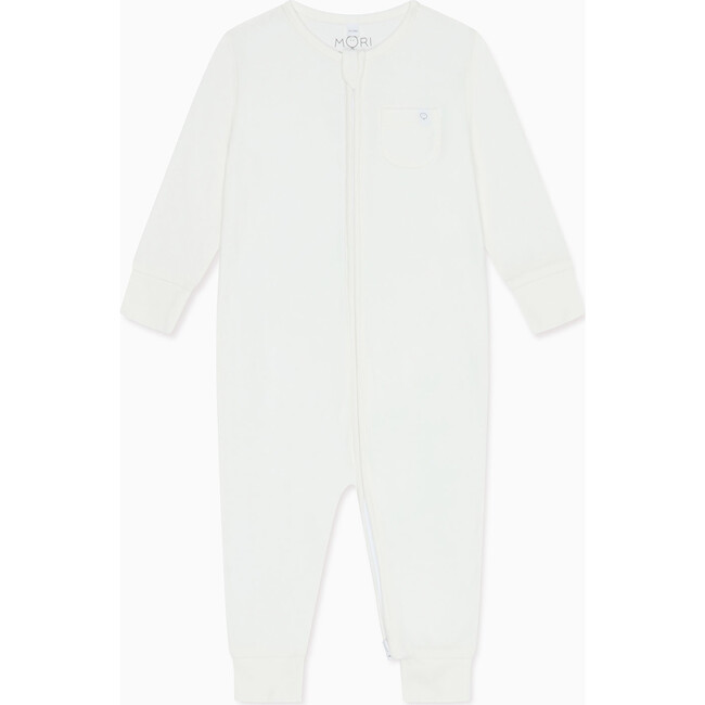 Stripe Two Way Zip-Up Sleepsuit 3 Pack, White - Footie Pajamas - 6