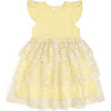 Sunshine Ditsy Daisy Easter Tiered Short Sleeve Tutu Dress, Yellow - Dresses - 1 - thumbnail