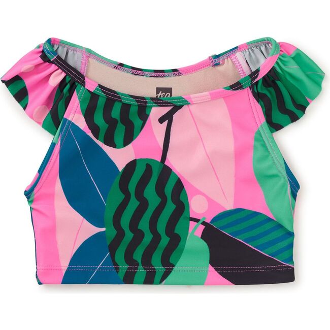 Ruffle Sleeve Tankini Swim Top, Bossa Nova Foliage