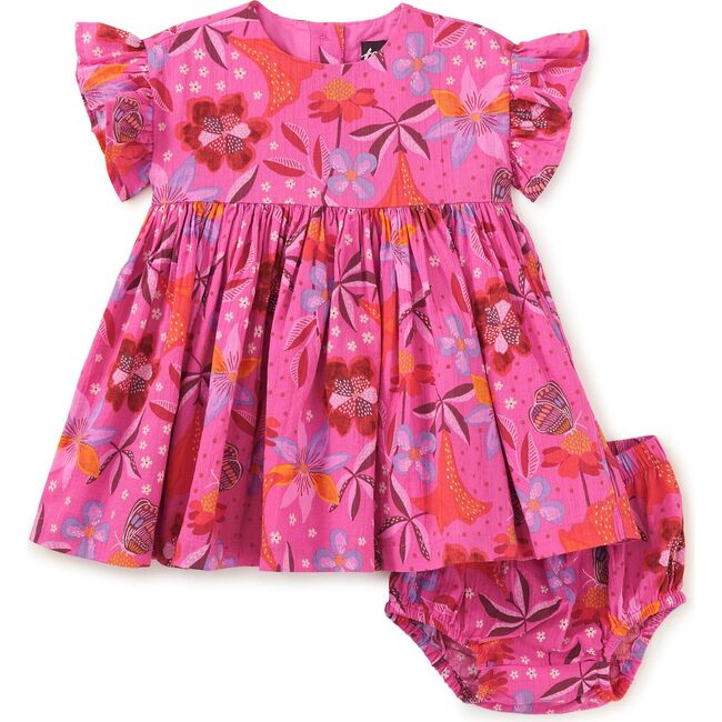 Ruffle Sleeve Baby Dress Set, Brazilian Painted Floral