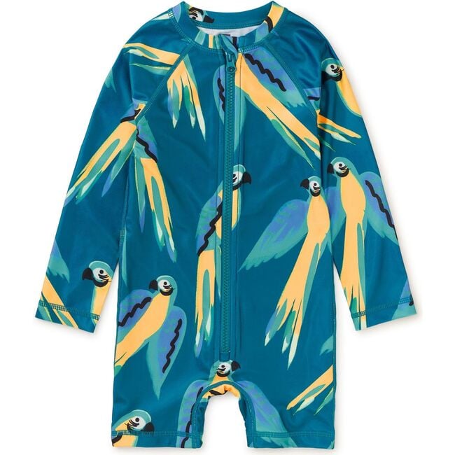 Rash Guard Baby Swimsuit, Blue & Yellow Macaws