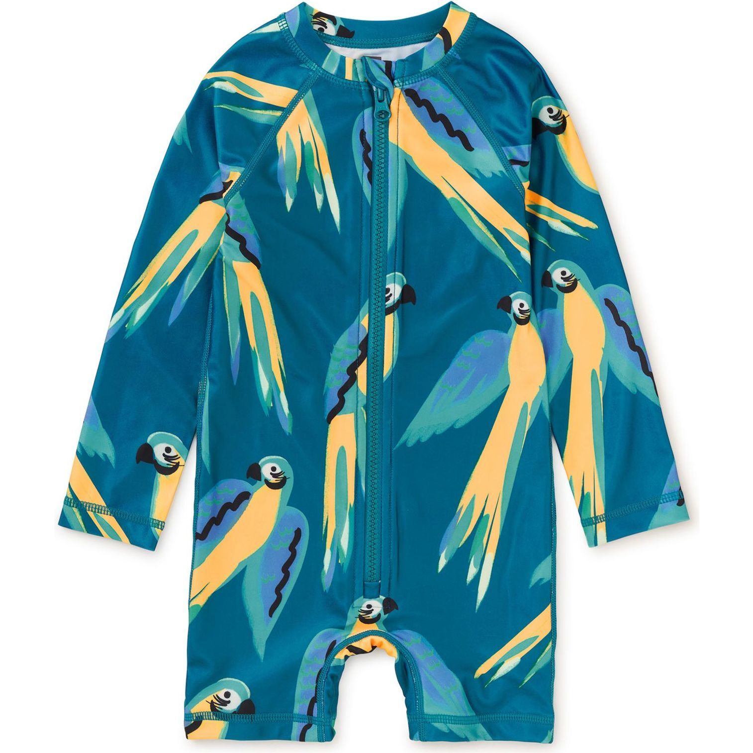 Rash Guard Baby Swimsuit, Blue & Yellow Macaws - Two Pieces - 1