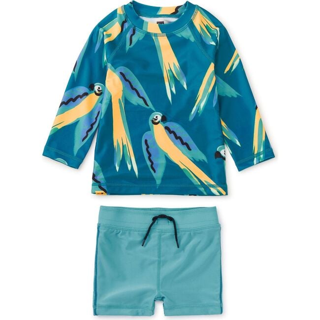 Rash Guard Baby Swim Set 3.0, Blue & Yellow Macaws