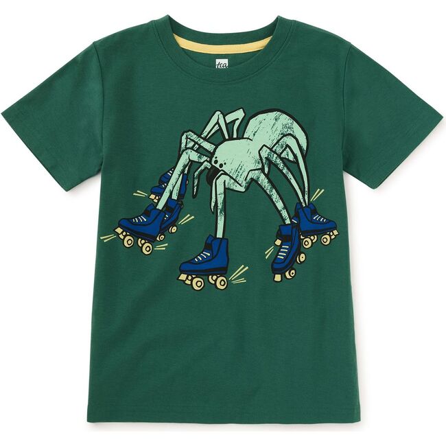 Skater Spider Graphic Tee, Botany Green