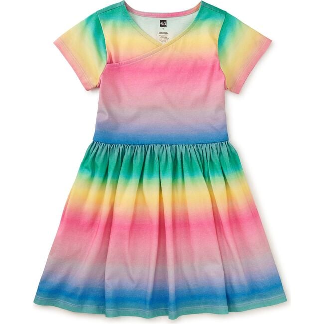 Short Sleeve Wrap Neck Dress, Rio de Janeiro Rainbow - Dresses - 1