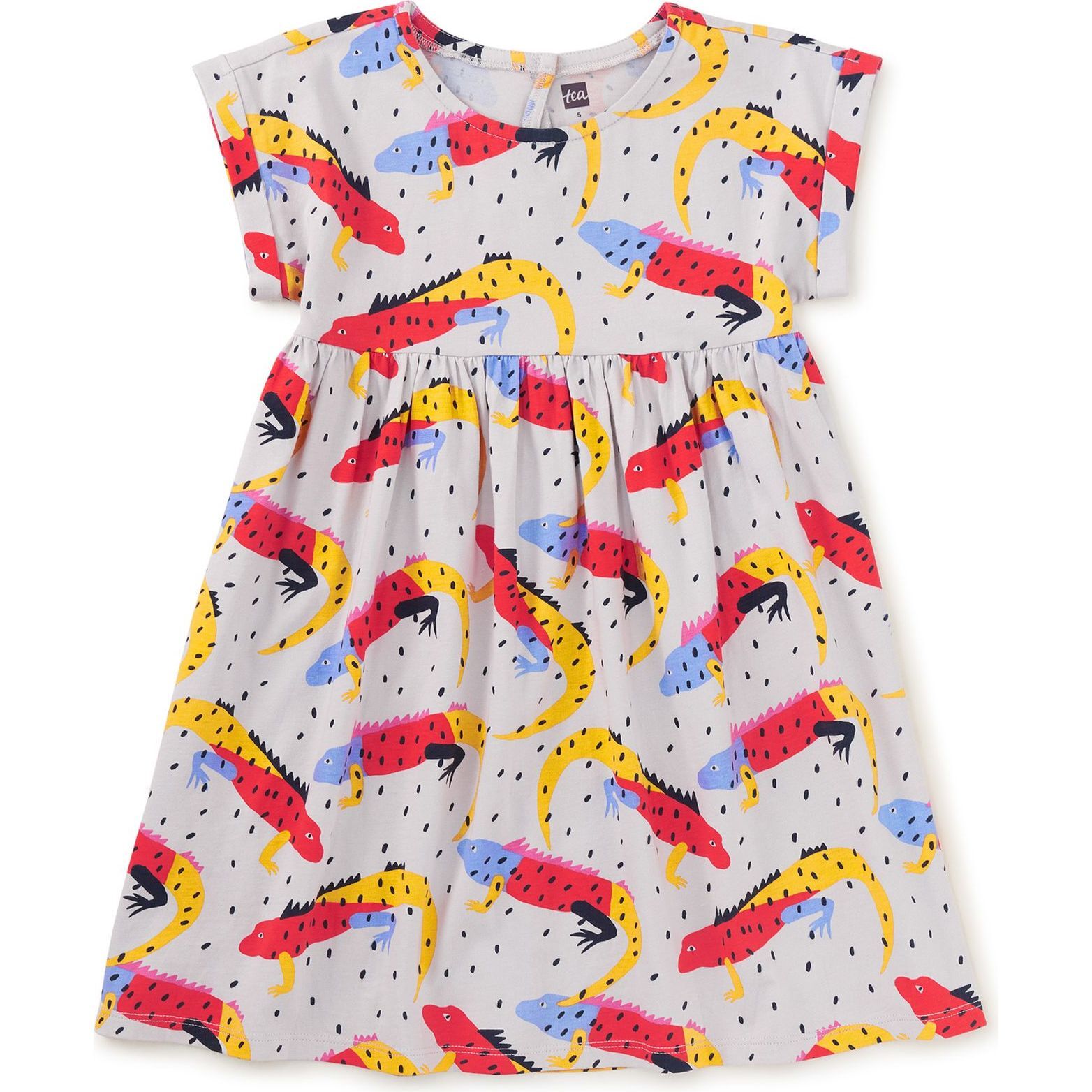 Short Sleeve Empire Dress, Iguana a Go-Go - Dresses - 1