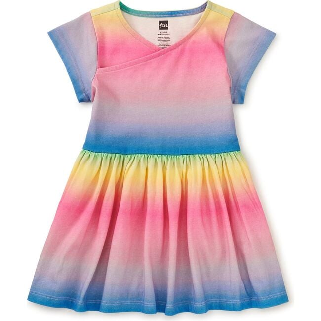 Short Sleeve Wrap Neck Dress, Rio de Janeiro Rainbow - Dresses - 3