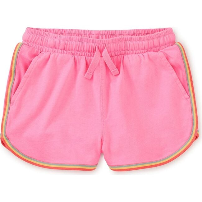 Rainbow Binding Track Shorts, Sachet Pink