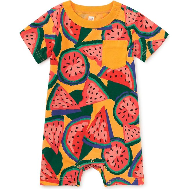 Pocket Shortie Baby Romper, Wiggly Watermelons