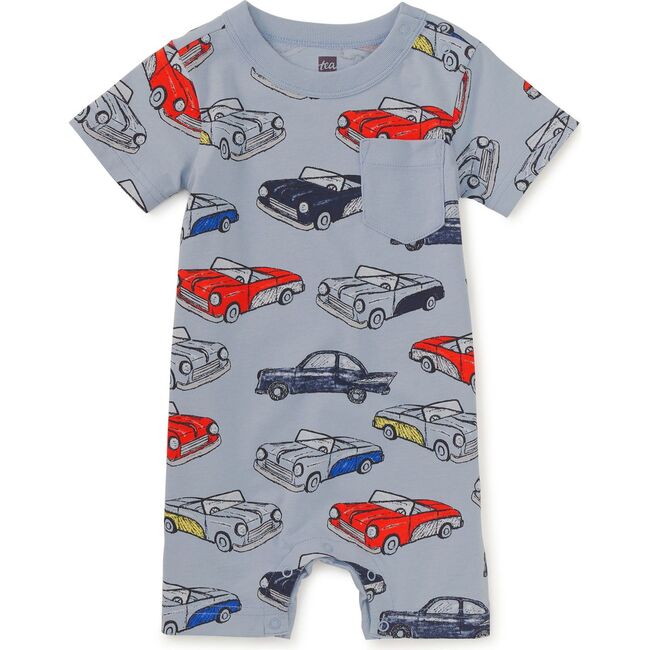 Pocket Shortie Baby Romper, Cuban Cars