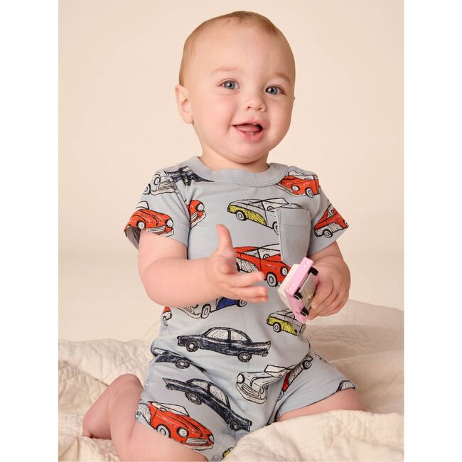 Pocket Shortie Baby Romper, Cuban Cars - Rompers - 4