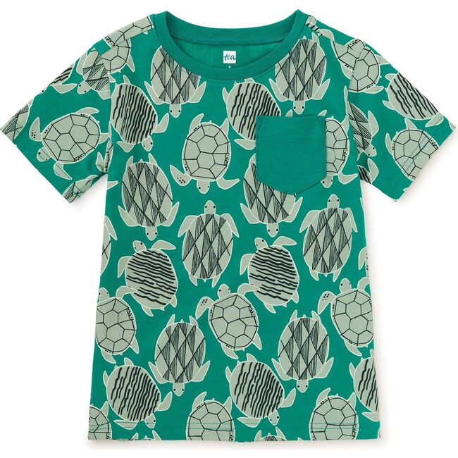 Printed Pocket Tee, Tiled Turtles