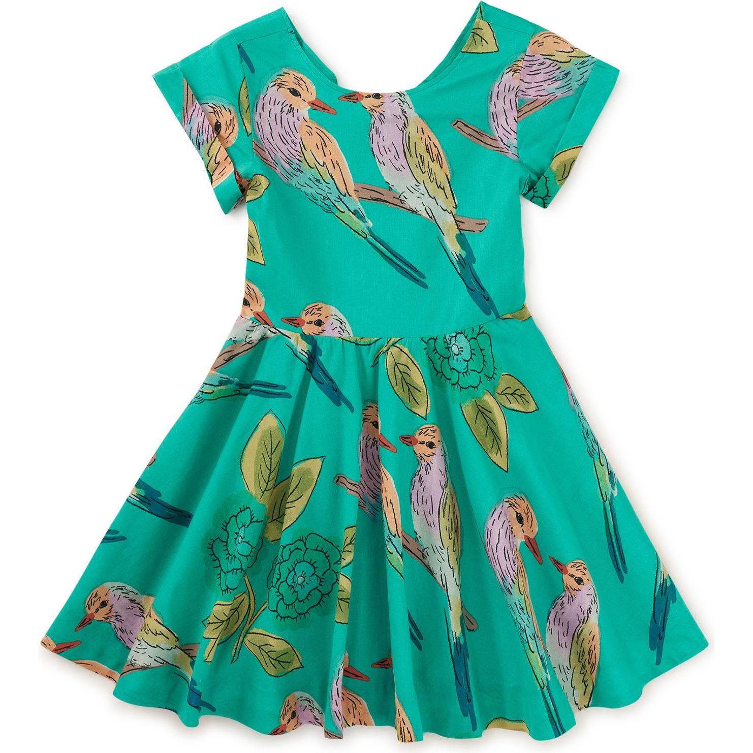 Button Back Skirted Dress, Lilac Breasted Roller - Dresses - 1