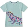 Graffiti Iguana Double Sided Graphic Tee, Canal Blue - T-Shirts - 1 - thumbnail