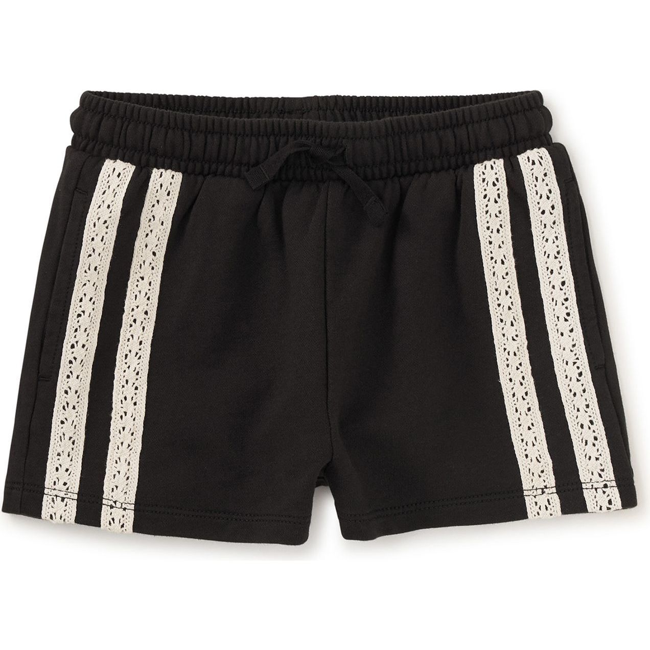 Crochet Sporty Shorts, Jet Black - Shorts - 1