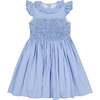 Tulip Gingham Frilled Cap Sleeve Smocked Dress, Blue - Dresses - 1 - thumbnail