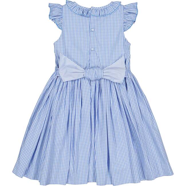 Tulip Gingham Frilled Cap Sleeve Smocked Dress, Blue - Dresses - 5