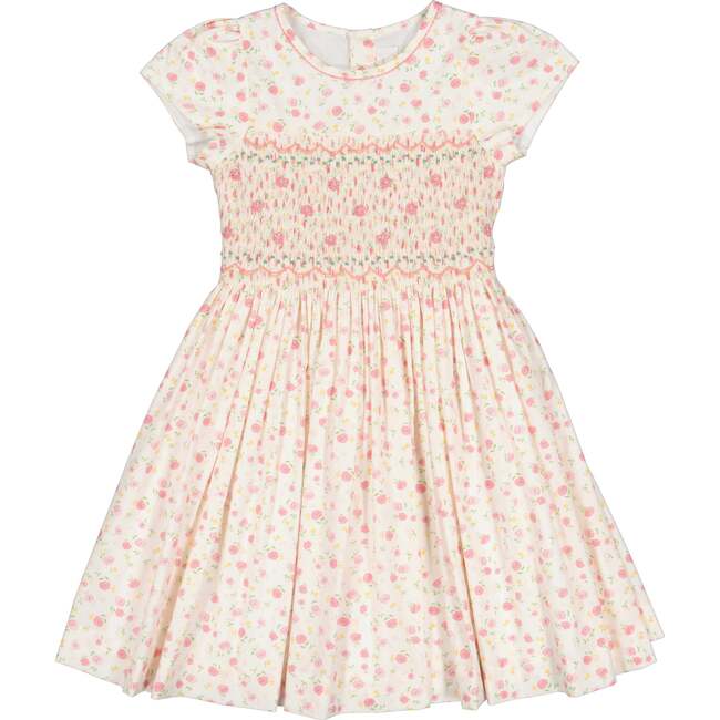 Poppy Short Puff Sleeves Smocked Dress, Pink