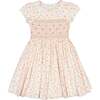 Poppy Short Puff Sleeves Smocked Dress, Pink - Dresses - 1 - thumbnail