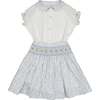 Marie Floral Skirt & Short Sleeve Blouse, Blue - Mixed Apparel Set - 1 - thumbnail