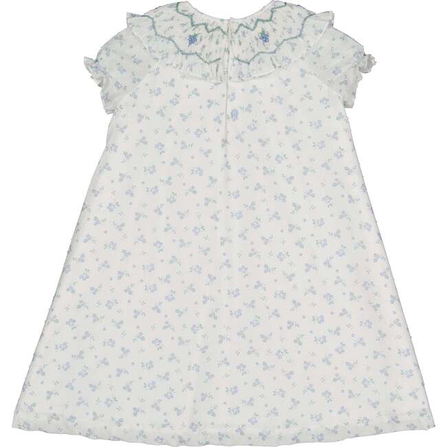 Myrtille Floral Short Sleeve Bishop Dress, Blue - Dresses - 5