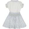 Marie Floral Skirt & Short Sleeve Blouse, Blue - Mixed Apparel Set - 5